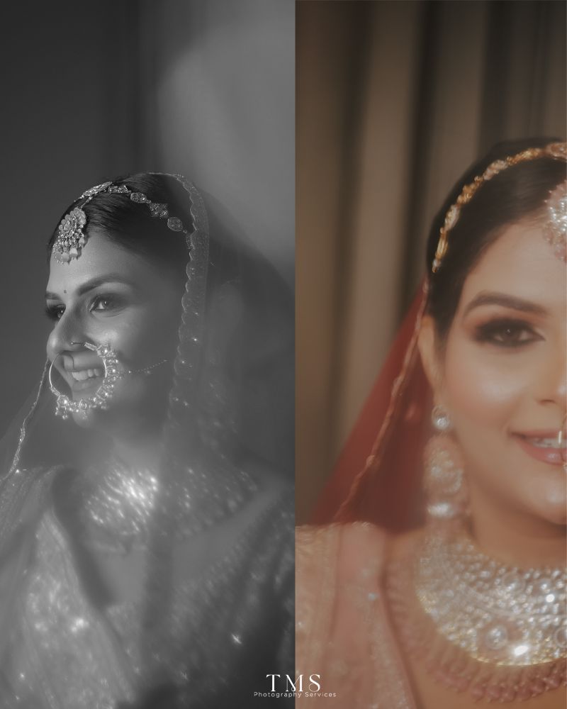 Bridal portrait of Rajshree captured in soft natural tones